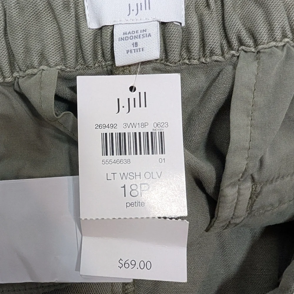 J. Jill Casual Olive Green Women's Spring Summer Rope Tie Shorts 18 Petite